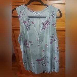 *NWT* Sonoma Teal Tank Top with Pink Floral Accents. Size XL.